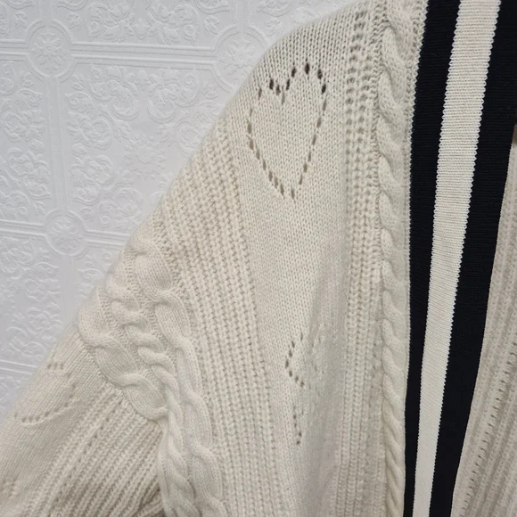 Sandro Esperance Pointelle Wool Cardigan In Ecru - Picture 4 of 16